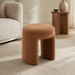 Contemporary Teddy Bouclé Accent Stool with Solid Wood Frame – Fully Assembled
