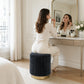Contemporary Faux Fur Accent Stool with Gold Stainless Steel Base – Fully Assembled