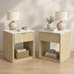 Transitional Fluted Nightstand with Drawer & Open Shelf, Aluminum Handle