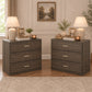 Oversized Transitional 3-Drawer Nightstand with Aluminum Handles & Extra Storage