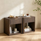 Transitional Fluted Nightstand with Drawer & Open Shelf, Aluminum Handle