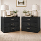 Oversized Transitional 3-Drawer Nightstand with Aluminum Handles & Extra Storage