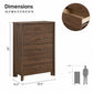 Mid-Century Modern Walnut 5-Drawer Chest with Felt-Lined Top Drawer & Gold Hardware