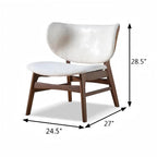 Mid-Century Modern Boucle Wingback Accent Chair with Walnut Wood Frame