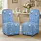 French Farmhouse Upholstered Dining Chair with Rounded Back, Caster Legs & Skirted Design