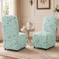 French Farmhouse Upholstered Dining Chair with Rounded Back, Caster Legs & Skirted Design