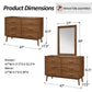 Mid-Century Modern 6-Drawer Dresser in Walnut with Optional Mirror