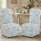 French Farmhouse Upholstered Dining Chair with Rounded Back, Caster Legs & Skirted Design