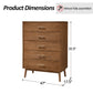 Mid-Century Modern 5-Drawer Chest in Walnut with Tapered Legs