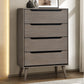 Mid-Century Modern Wood Storage Chest – Sleek Tapered Legs and Hidden Pulls