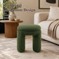 Contemporary Teddy Bouclé Accent Stool with Solid Wood Frame – Fully Assembled