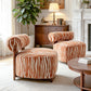Contemporary Zebra-Stripe Chenille Accent Chair – Sculptural Cylindrical Backrest