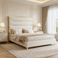Modern Upholstered Bed with Stainless Steel Accents, Fully Upholstered Platform Bed, Mattress Ready