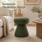 Contemporary Teddy Accent Stool with Mushroom Silhouette & Pedestal Base – Fully Assembled