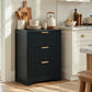 Fluted 3 Drawer Nightstand, Modern Wooden Storage Cabinet with Ribbed Drawer Fronts