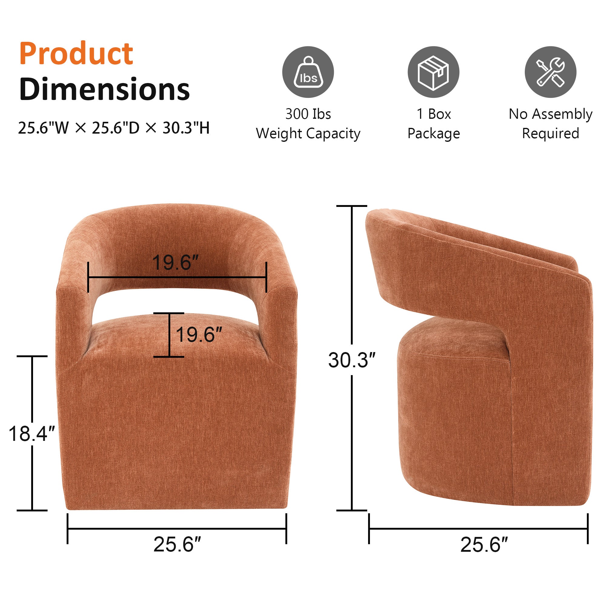 Rolling Barrel-Back Accent Chair with Casters – Contemporary Upholstered Arm Chair