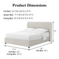 Contemporary Boucle Bed – Winged Edge Padded Headboard, Round Wood Legs