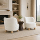 Contemporary Boucle Accent Chair – Sculptural Wood Ball Feet, Wide Seat