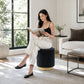 Contemporary Faux Fur Accent Stool with Gold Stainless Steel Base – Fully Assembled