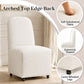 French Farmhouse Upholstered Dining Chair with Rounded Back, Caster Legs & Skirted Design