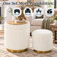 Nestable 2-Piece Storage Stool Set with 360° Swivel Base & Reversible Lid