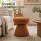 Contemporary Teddy Accent Stool with Mushroom Silhouette & Pedestal Base – Fully Assembled