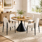 Athan 5-Piece Round Dining Table Set with Conical Metal Base & Upholstered Chairs – Black/Oak