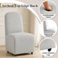 French Farmhouse Upholstered Dining Chair with Rounded Back, Caster Legs & Skirted Design