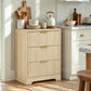 Fluted 3 Drawer Nightstand, Modern Wooden Storage Cabinet with Ribbed Drawer Fronts
