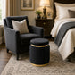 Contemporary Velvet Counter Stool with Gold Trim & Stainless Steel Base – Upholstered Modern Bar Stool