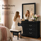 Transitional Sleigh Wood Dresser with Optional Mirror, Dovetail Drawers and Metal Pulls