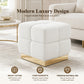 Contemporary Bouclé Storage Stool with Hidden Storage Compartment & Gold Stainless Steel Base – Fully Assembled