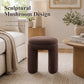 Contemporary Teddy Bouclé Accent Stool with Solid Wood Frame – Fully Assembled