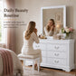 Transitional Sleigh Wood Dresser with Optional Mirror, Dovetail Drawers and Metal Pulls