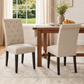 Rustic Upholstered Dining Chair with Button-Tufted Scroll Back