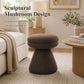Contemporary Teddy Accent Stool with Mushroom Silhouette & Pedestal Base – Fully Assembled