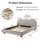 Contemporary Velvet and Boucle Upholstered Bed – Solid Rubberwood Frame