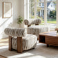 Contemporary Zebra-Stripe Chenille Accent Chair – Sculptural Cylindrical Backrest