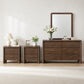Mid-Century Modern Walnut 3-Piece Bedroom Storage Set with 2 Nightstands & Dresser with Optional Mirror