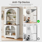Arched Tempered Glass Door Storage Cabinet, 3-Tier Open Shelf Bookcase Display Cabinet