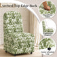 French Farmhouse Upholstered Dining Chair with Rounded Back, Caster Legs & Skirted Design