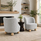 Contemporary Boucle Accent Chair – Sculptural Wood Ball Feet, Wide Seat