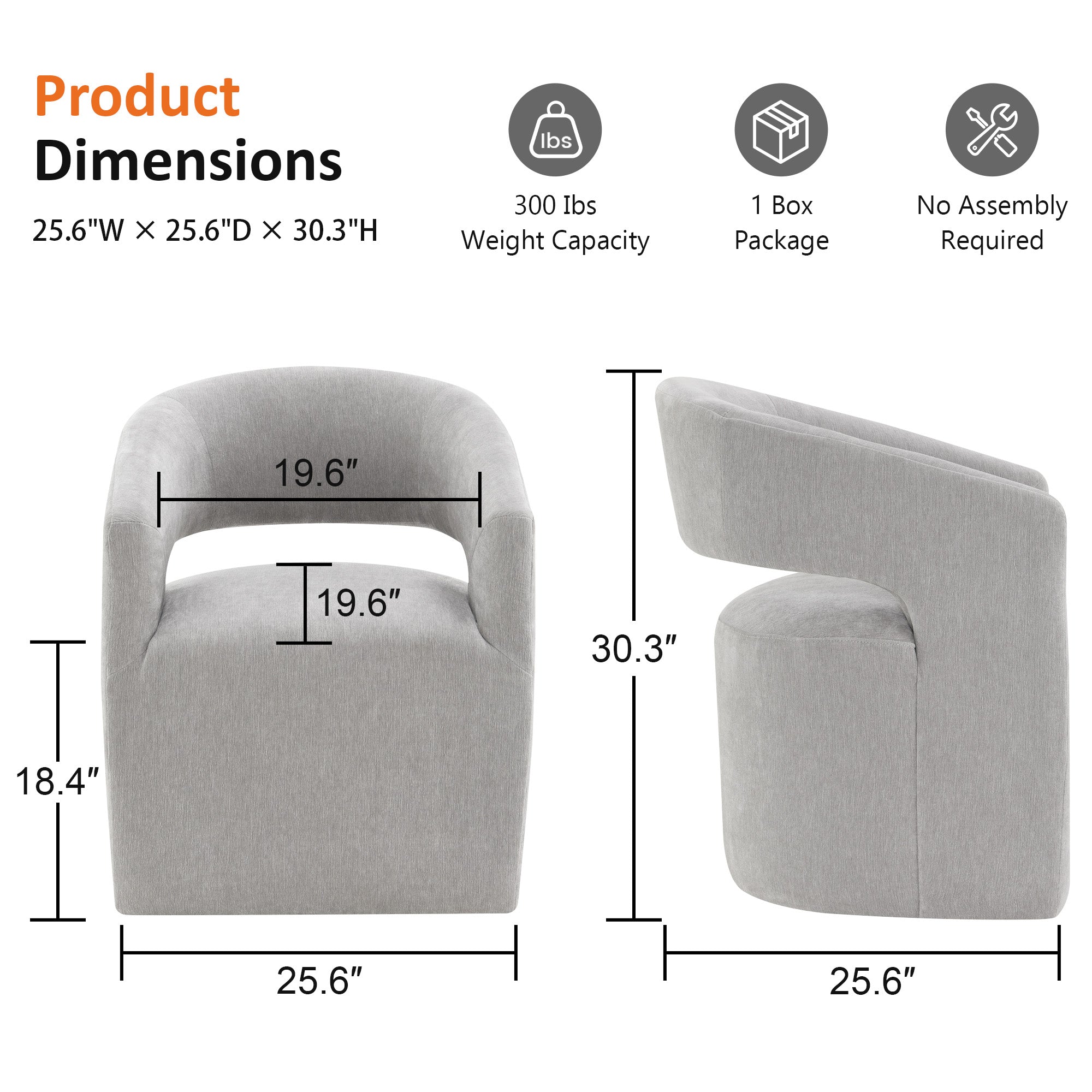 Rolling Barrel-Back Accent Chair with Casters – Contemporary Upholstered Arm Chair
