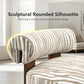 Contemporary Zebra-Stripe Chenille Accent Chair – Sculptural Cylindrical Backrest