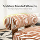 Contemporary Zebra-Stripe Chenille Accent Chair – Sculptural Cylindrical Backrest