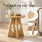 Contemporary Round End Table with Oak Veneer, Pedestal Base & Cross-Shaped Cutout Design