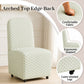 French Farmhouse Upholstered Dining Chair with Rounded Back, Caster Legs & Skirted Design