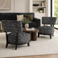 Mid-century Modern Accent Chair – Armless, Tapered Black Legs, Abstract Texture Fabric
