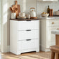 Fluted 3 Drawer Nightstand, Modern Wooden Storage Cabinet with Ribbed Drawer Fronts
