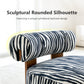 Contemporary Zebra-Stripe Chenille Accent Chair – Sculptural Cylindrical Backrest